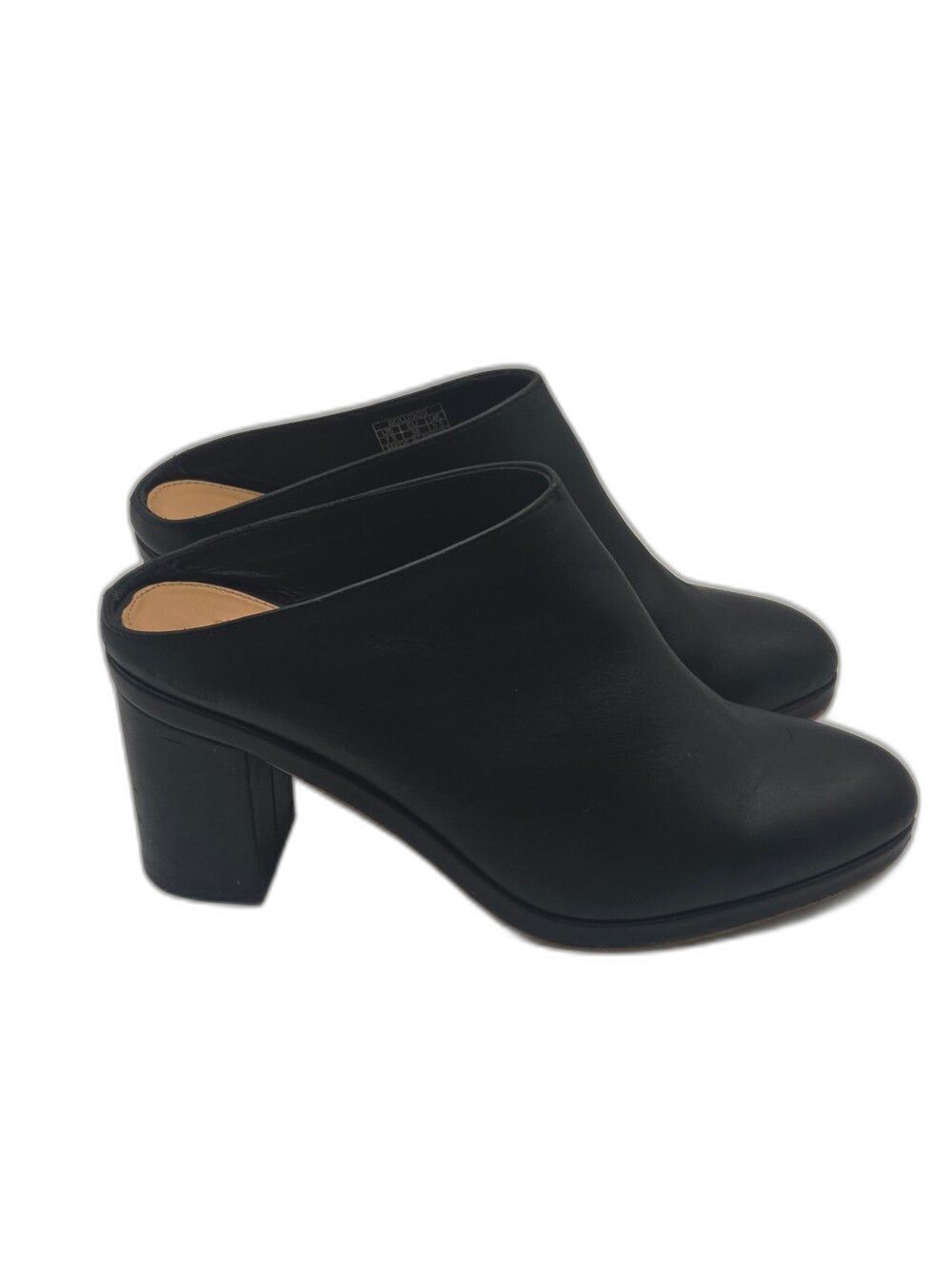 Soludos Brooke Black Leather Block Heel Mule Womens Size 7.5